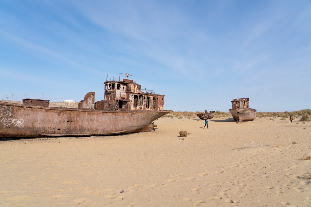 Walking amongst the now (mostly) dry Aral Sea in Karkalpakstan