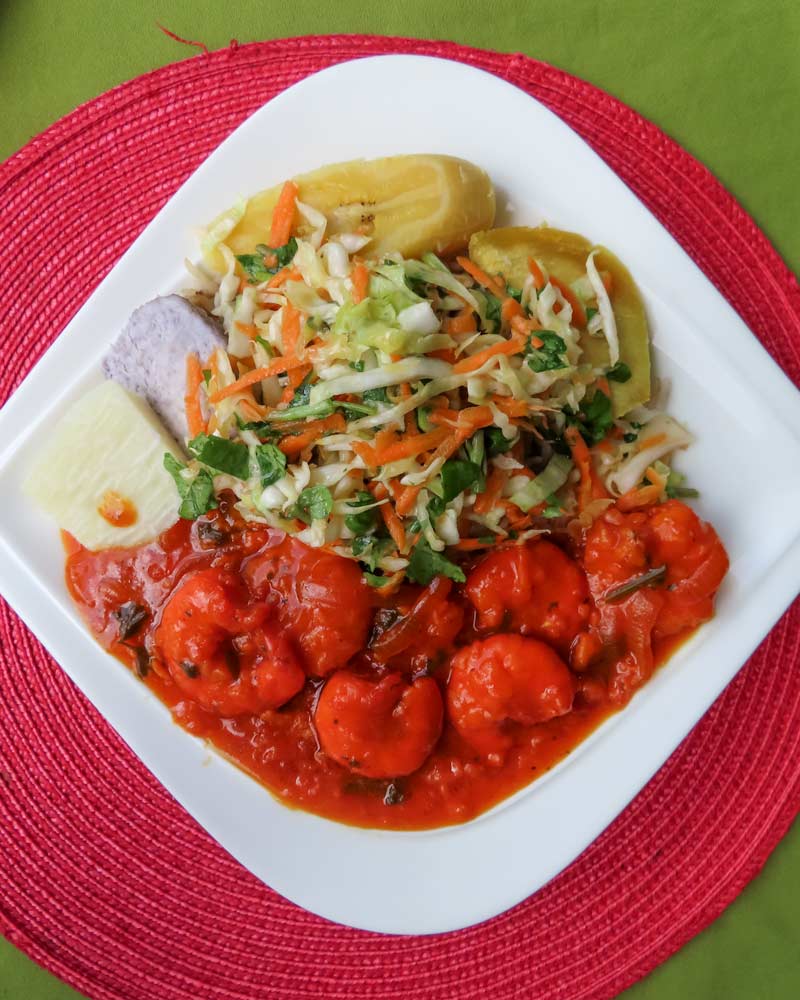 A Creole shrimp dish in Dominica