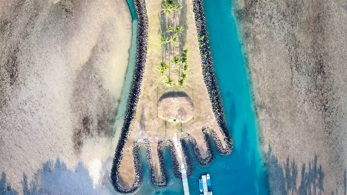 The foot-shaped island at First Landing Beach Resort