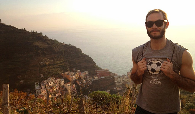 Scott hiking in the Cinque Terre area of Italy